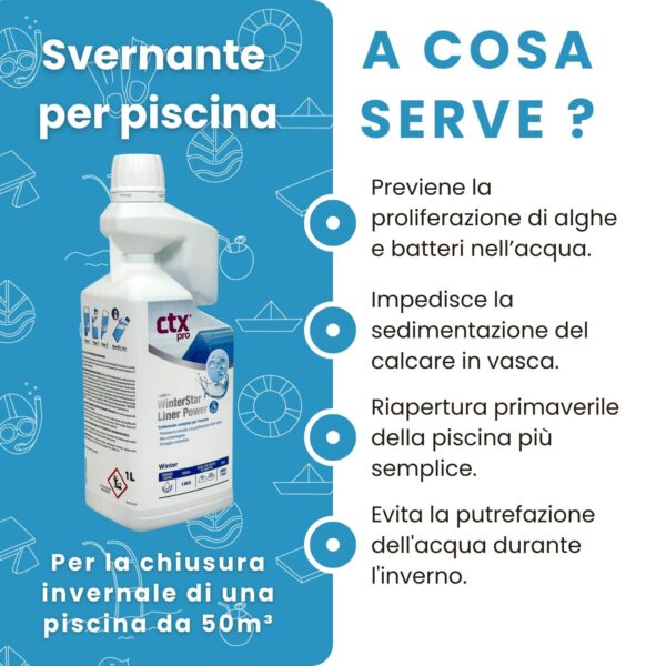 Infografica del prodotto Winter Star CTX551C lo svernante per chiusura invernale della piscina